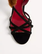 Valentino Fetishique Velvet Sandal With Fur Leaf 105 Mm - Image 3